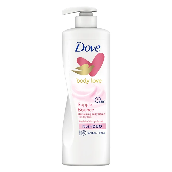 Dove Body Love Supple Bounce Body Lotion 400 ml | With Plant Based Moisturizers | Plant Nutri Duo | 48 Hr Long Lasting Hydration | Gives Healthy &amp; Supple Skin | For Dry Skin, Pack of 1
