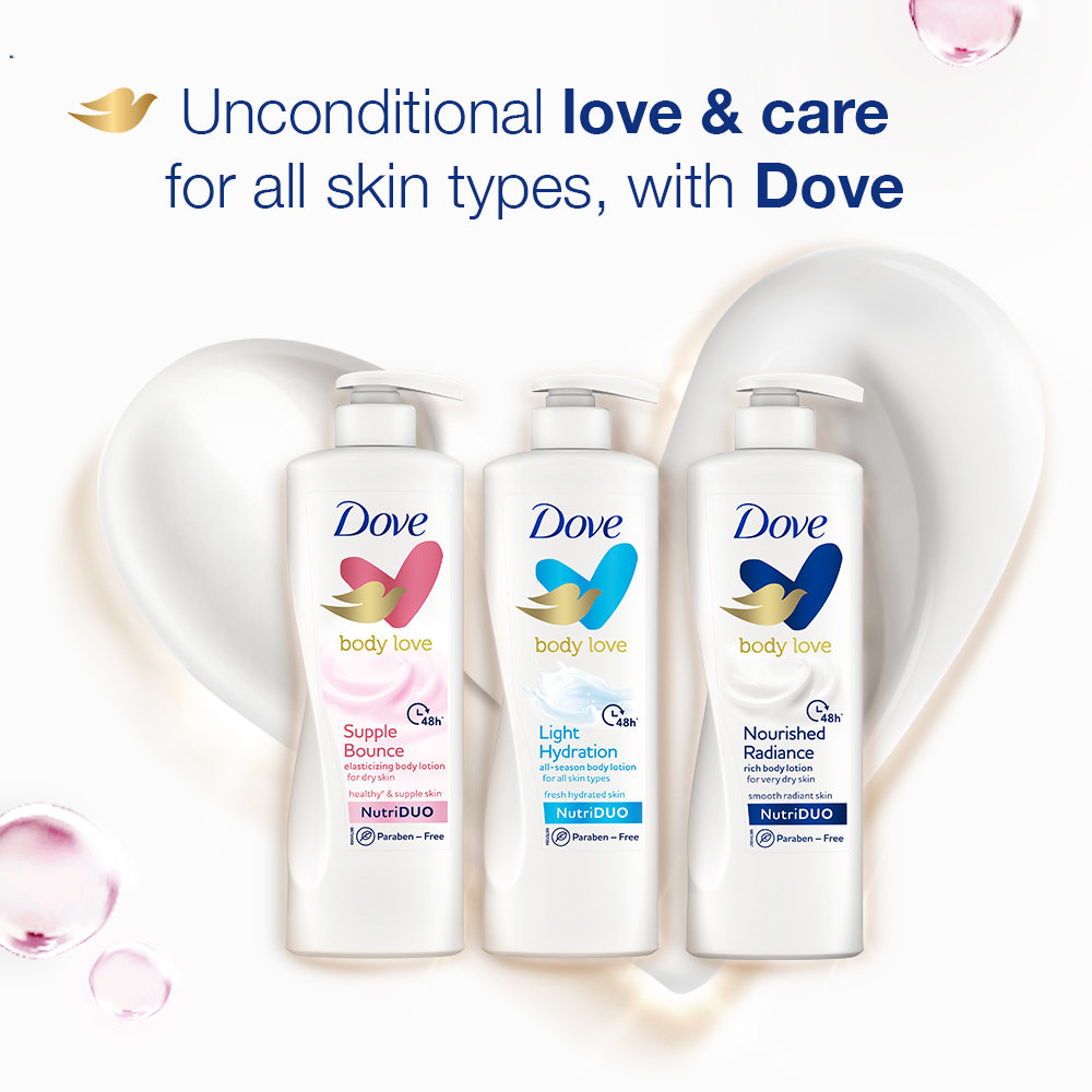 Dove Body Love Supple Bounce Body Lotion 400 ml | With Plant Based Moisturizers | Plant Nutri Duo | 48 Hr Long Lasting Hydration | Gives Healthy & Supple Skin | For Dry Skin, Pack of 1 Dove Body Love Supple Bounce Body Lotion 400 ml | With Plant Based Moisturizers | Plant Nutri Duo | 48 Hr Long Lasting Hydration | Gives Healthy & Supple Skin | For Dry Skin, Pack of 1