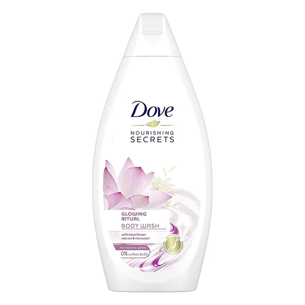 Dove Glowing Ritual Body Wash 500 ml | Lotus Flower Extract &amp; Rice Water | Cleanses Skin | For Glowing Skin | Microbiome Gentle Tcehnology, Pack of 1