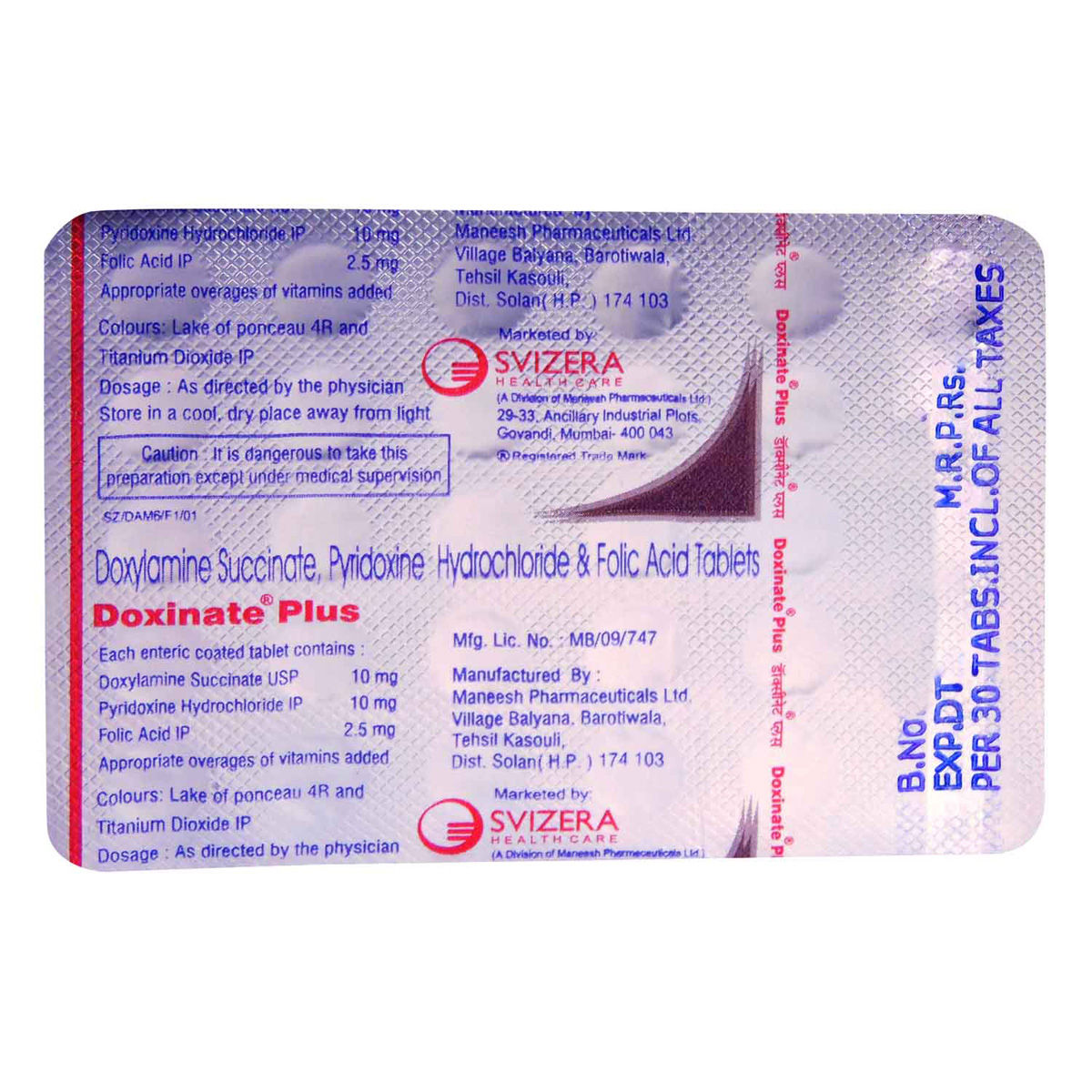 Doxinate Plus Tablet 30's Price, Uses, Side Effects, Composition