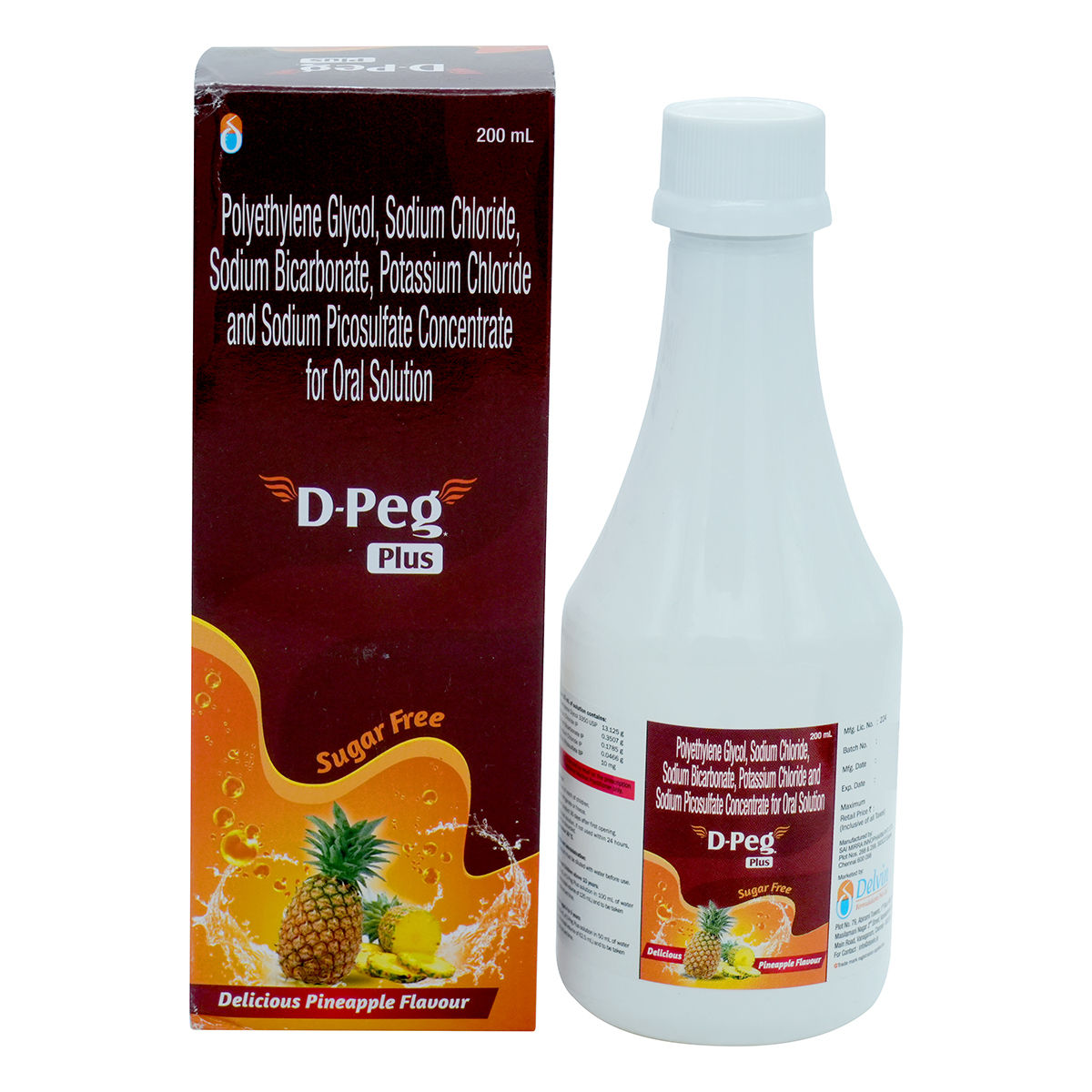 Buy D Peg Plus Sugar Free Pineapple Oral Solution 200 ml Online