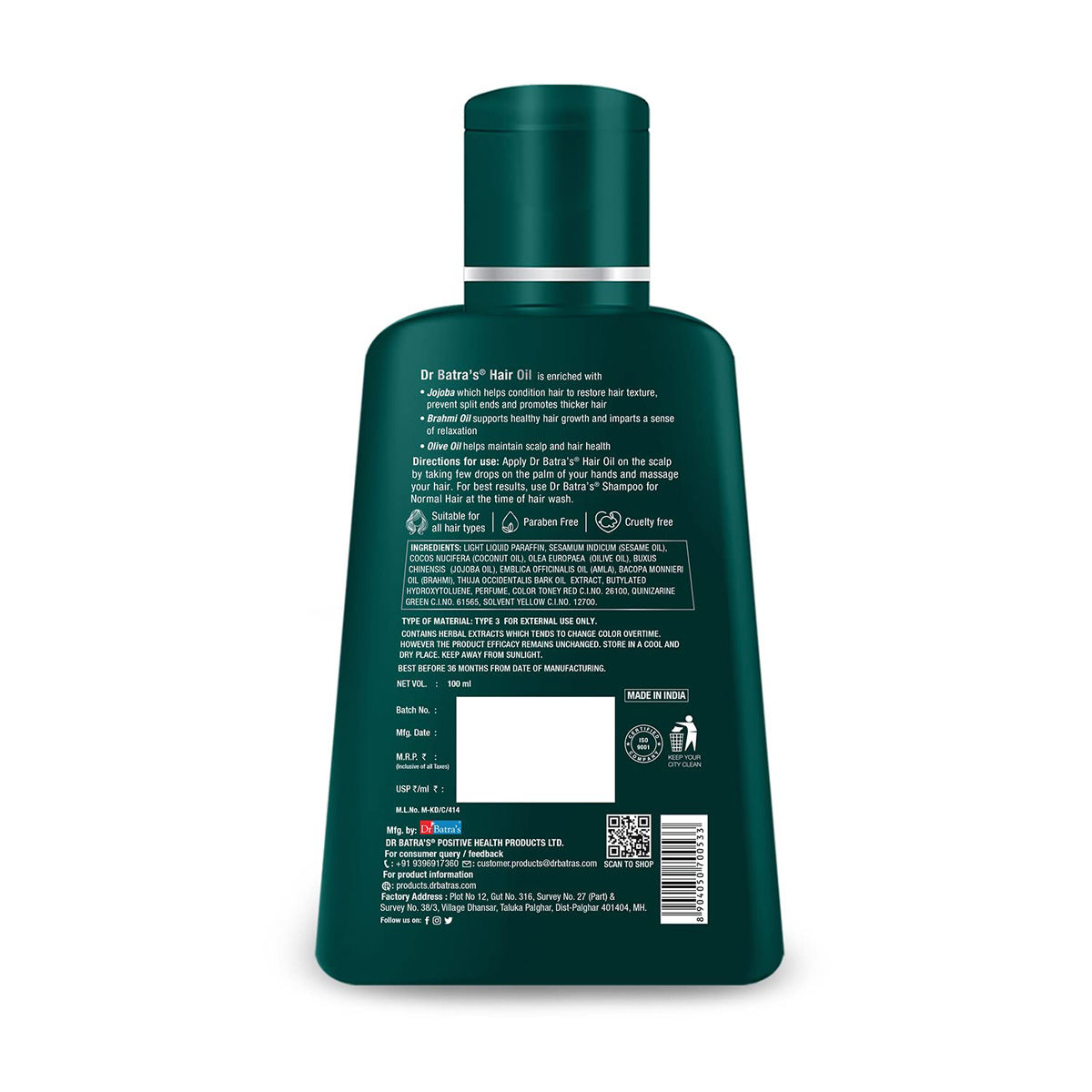 22% OFF on Dr. Batra's Jojba Hair Oil(400 ml) on Flipkart | PaisaWapas.com
