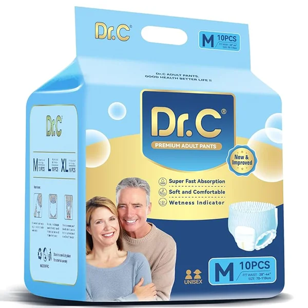 Dr.C Premium Adult Diaper Medium, 10 Count