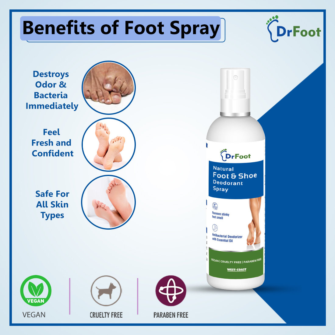 Dr Foot Natural Foot & Shoe Deodorant Spray 100 ml | With Essential Oils | Removes Feet Odour | For All Skin Type, Pack of 1 Dr Foot Natural Foot & Shoe Deodorant Spray 100 ml | With Essential Oils | Removes Feet Odour | For All Skin Type, Pack of 1