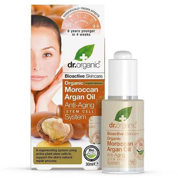 Dr. Organic Moroccan Argan Oil Anti-Aging Stem Cell System 30 ml | Argan Oil | Naturally Repairs Skin, Pack of 1