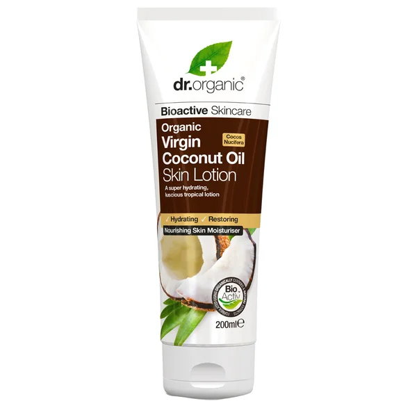 Dr. Organic Virgin Coconut Oil Skin Lotion 200 ml | Organic Coconut Oil | Hydrating, Nourishing &amp; Restoring Lotion | For Dry Skin, Pack of 1