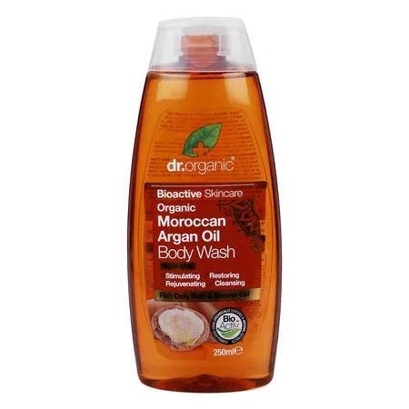 Dr. Organic Moroccan Argan Oil Body Wash 250 ml | Cleansing, Restoring, Stimulating & Rejuvenating | Daily Shower Gel | For Normal To Dry Skin