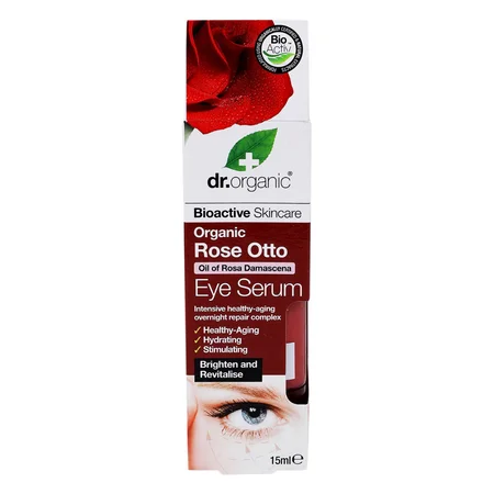 Dr. Organic Rose Otto Eye Serum 15 ml | Orgainc Rose Oil | Stimulating, Healthy Ageing Eye Serum
