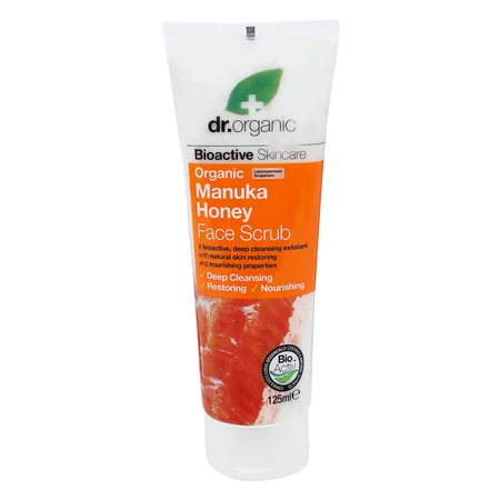 Dr. Organic Manuka Honey Face Scrub 125 ml | Organic Manuka Honey | Deep Cleansing | Nourishes & Restores Skin | For Dry Skin