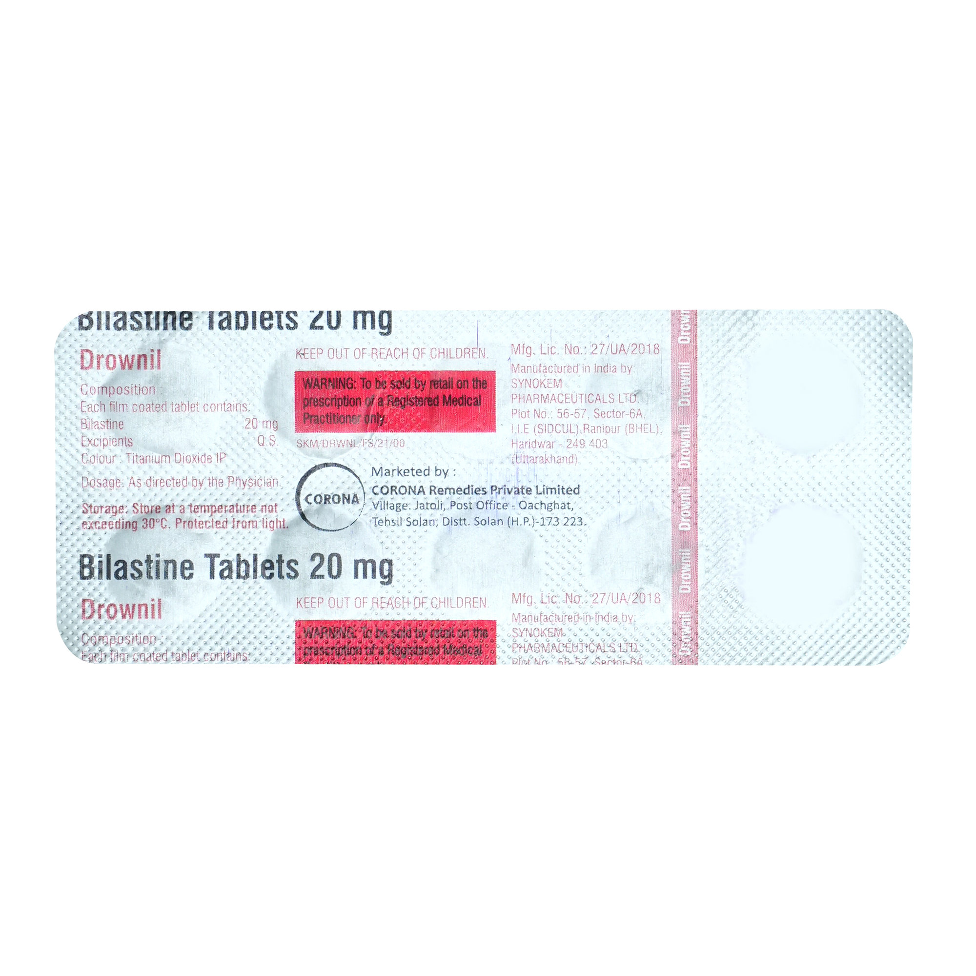 Drownil 20 Tablet 10's, Pack of 10 TABLETS Drownil 20 Tablet 10's, Pack of 10 TABLETS