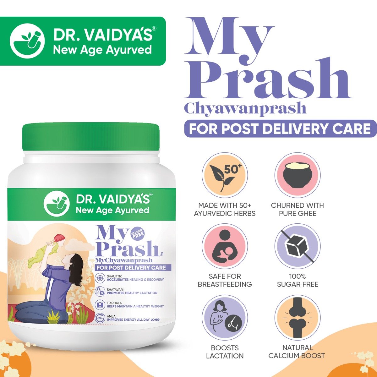 DR. Vaidya's My Prash Chyawanprash for Post Delivery Care, 500 gm, Pack of 1 DR. Vaidya's My Prash Chyawanprash for Post Delivery Care, 500 gm, Pack of 1