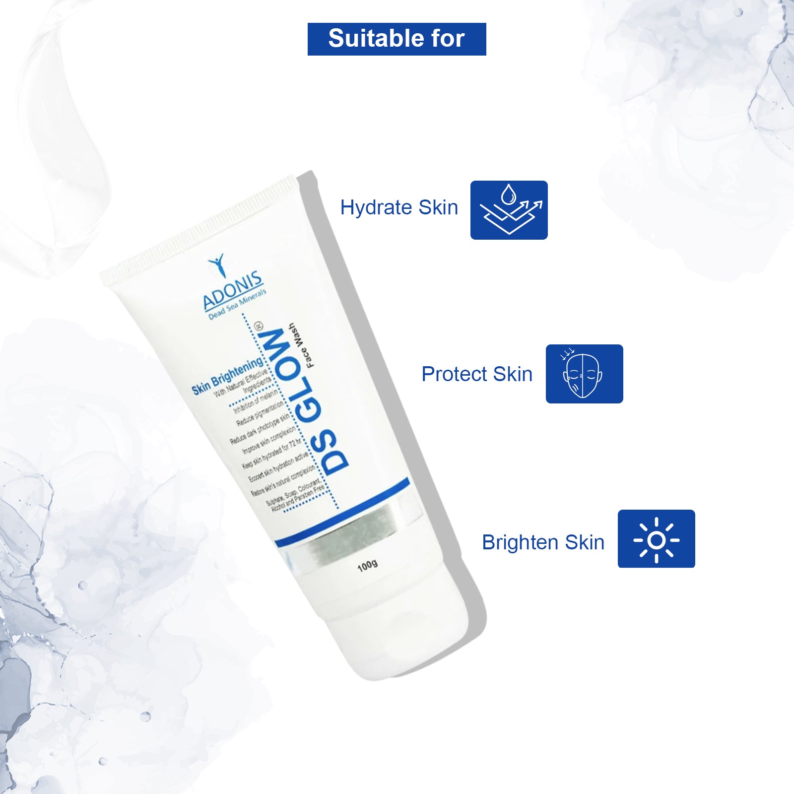 DS Glow Face Wash 100 gm | With Natural Ingredients | Help In Skin Brightening | Reduce Pigmentation | 72Hr Skin Hydration, Pack of 1 DS Glow Face Wash 100 gm | With Natural Ingredients | Help In Skin Brightening | Reduce Pigmentation | 72Hr Skin Hydration, Pack of 1