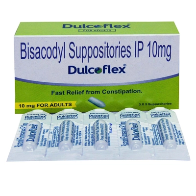 Dulcoflex 10 mg Adults Suppositories 5's, Pack of 5 SUPPOSITORYS