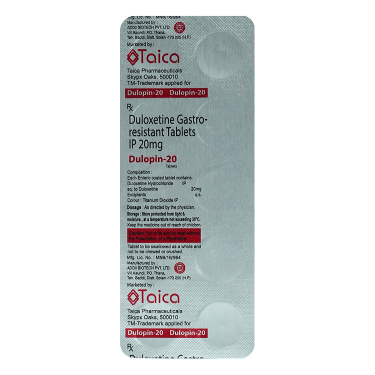 Dulopin-20 Tablet 10's, Pack of 10 TABLETS Dulopin-20 Tablet 10's, Pack of 10 TABLETS