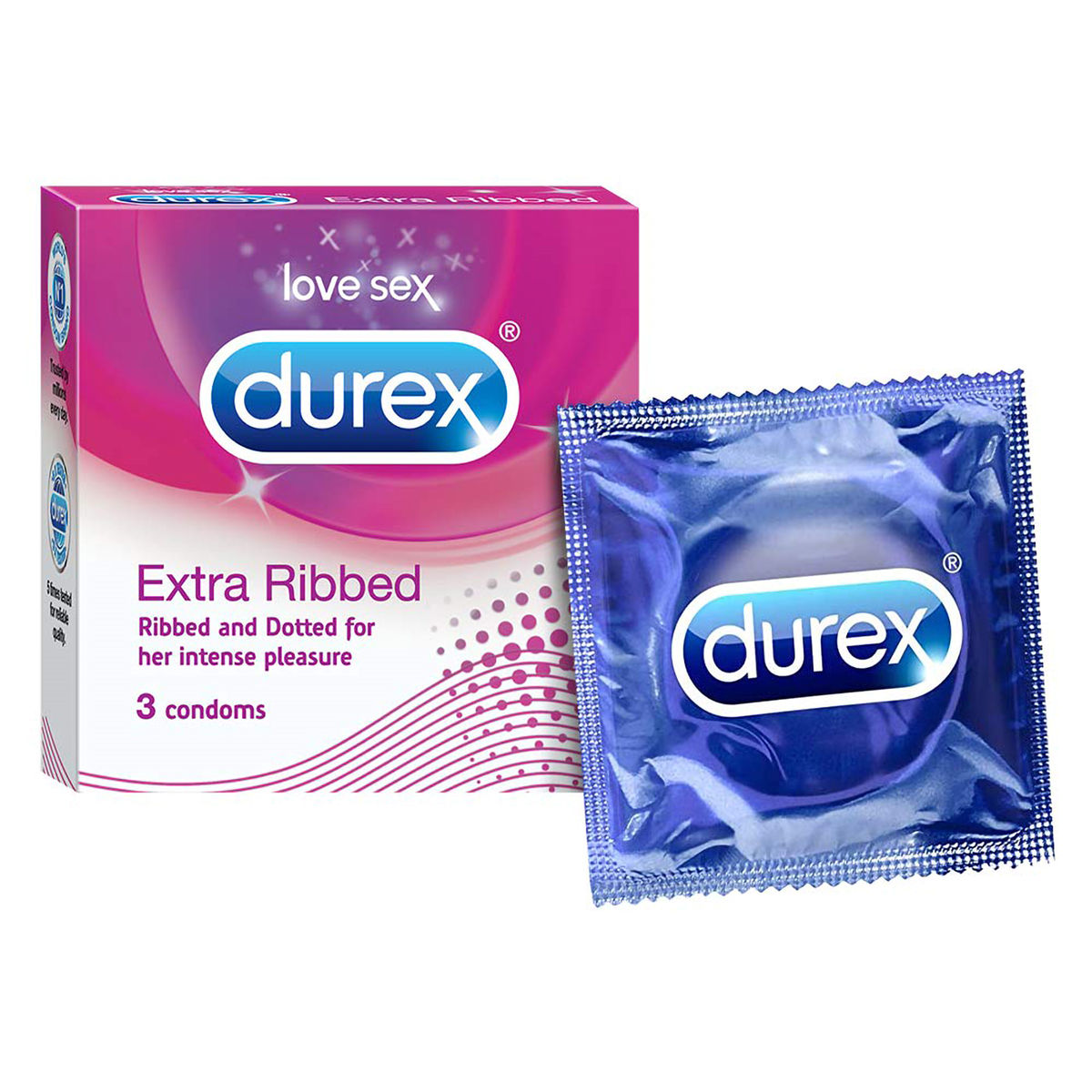 Buy Durex Extra Ribbed Condoms, 3 Count Online