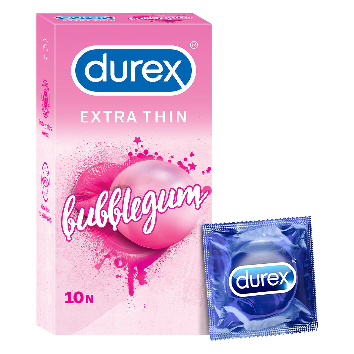 Buy Durex Extra Thin Bubblegum Flavour Condoms, 10 Count Online
