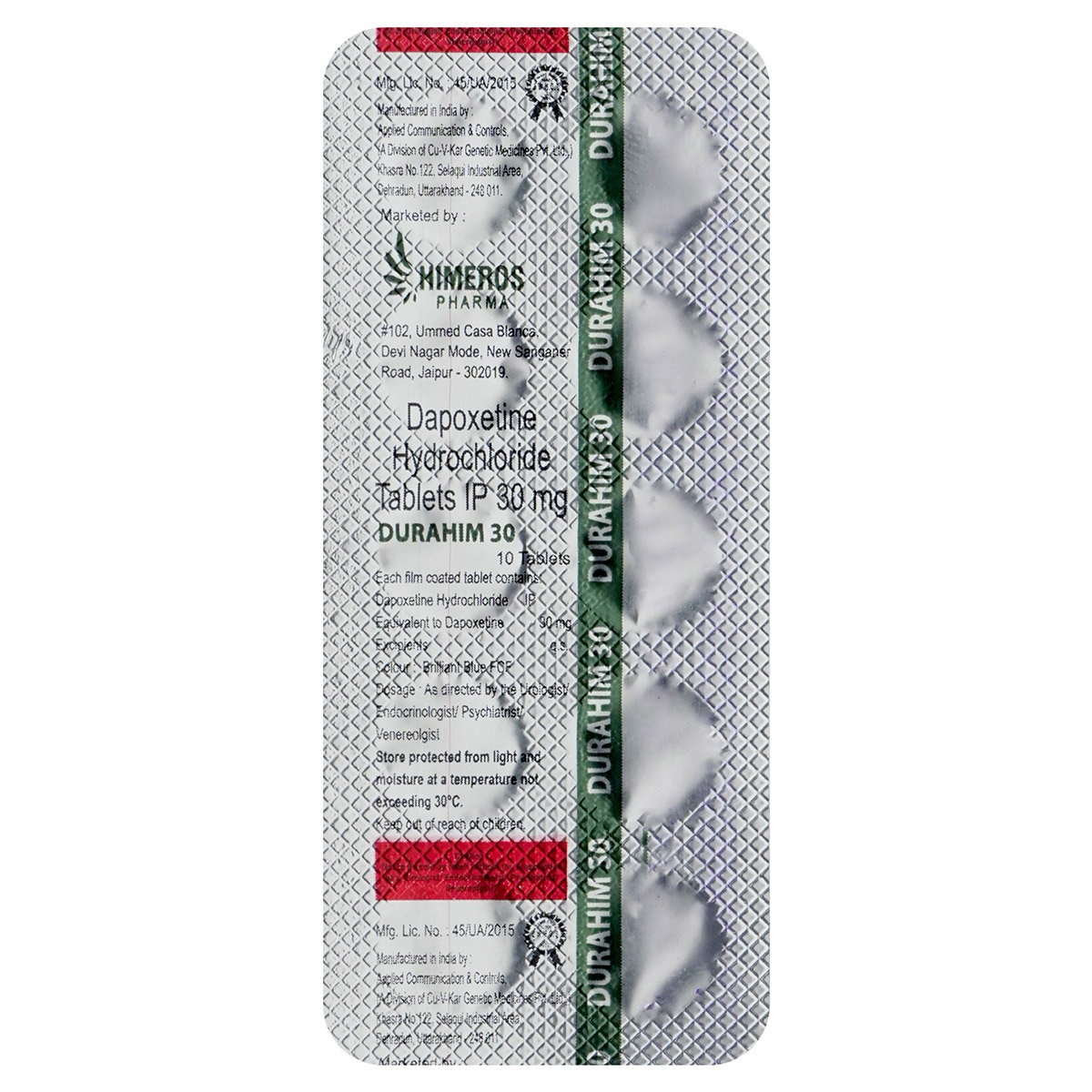 Durahim 30 mg Tablet 10's, Pack of 10 TabletS Durahim 30 mg Tablet 10's, Pack of 10 TabletS
