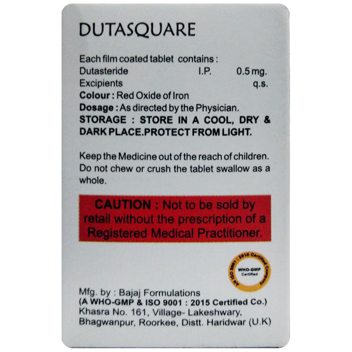 Dutasquare Tablet 10's, Pack of 10 TabletS Dutasquare Tablet 10's, Pack of 10 TabletS
