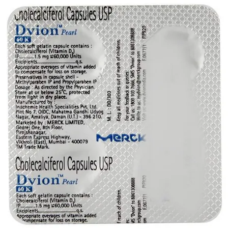 Dvion Pearl Vitamin D3 60,000 IU Capsule, 15 ml | Treats Vitamin D deficiency