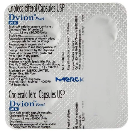 Dvion Pearl Vitamin D3 60,000 IU Capsule, 15 ml | Treats Vitamin D deficiency