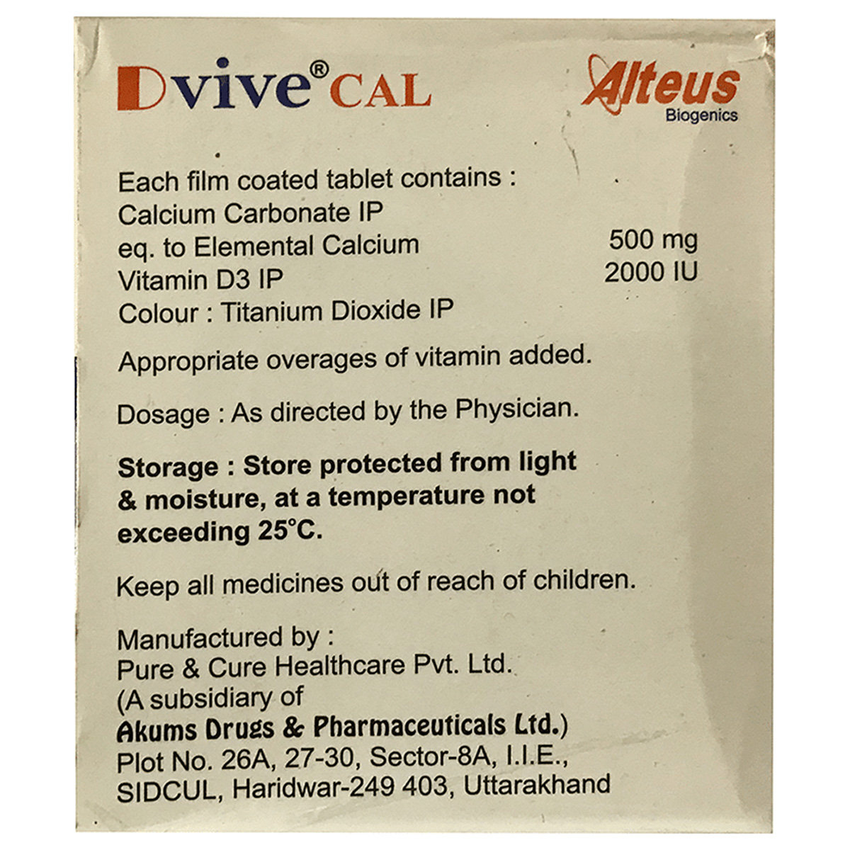 Dvive Cal Tablet 15's, Pack of 15 TABLETS Dvive Cal Tablet 15's, Pack of 15 TABLETS