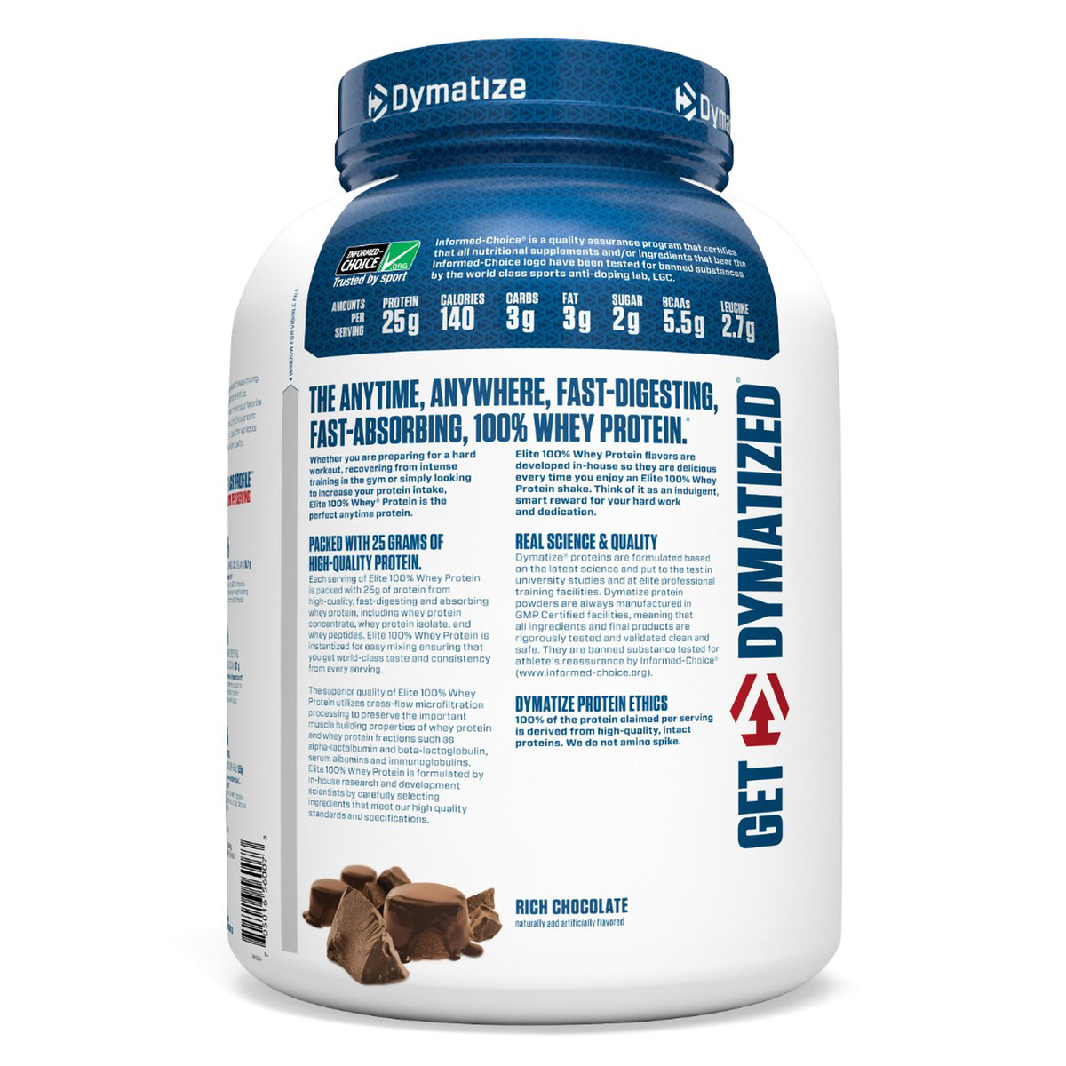 Dymatize Elite 100% Whey Protein Rich Chocolate Flavour Powder, 5 lb, Pack of 1 Dymatize Elite 100% Whey Protein Rich Chocolate Flavour Powder, 5 lb, Pack of 1