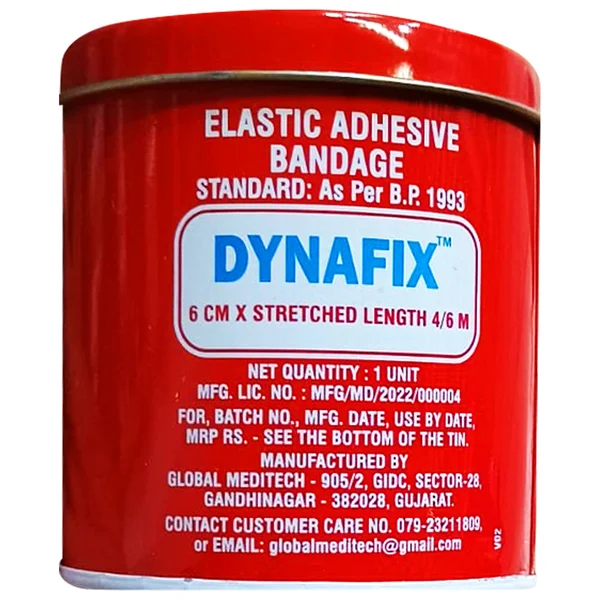 Global Dynafix Elastic Adhesive Bandage 6 cmx4/6 m, Pack of 1