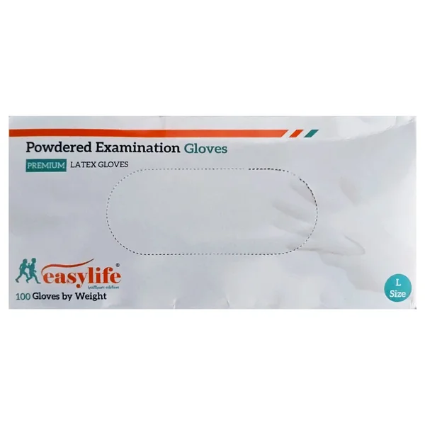 Easylife Premium Powdered Examination Gloves L, 100 Count