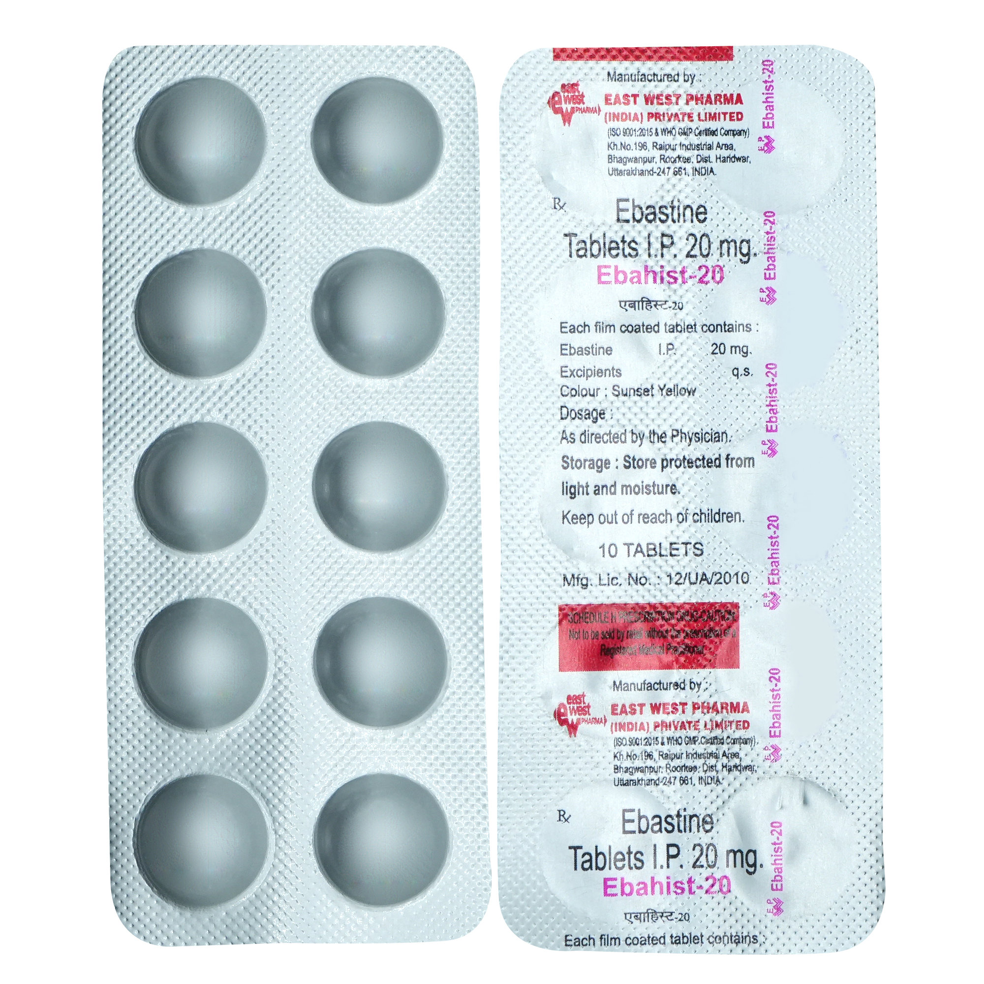EBAHIST 20MG TABLET, Pack of 10 TABLETS EBAHIST 20MG TABLET, Pack of 10 TABLETS