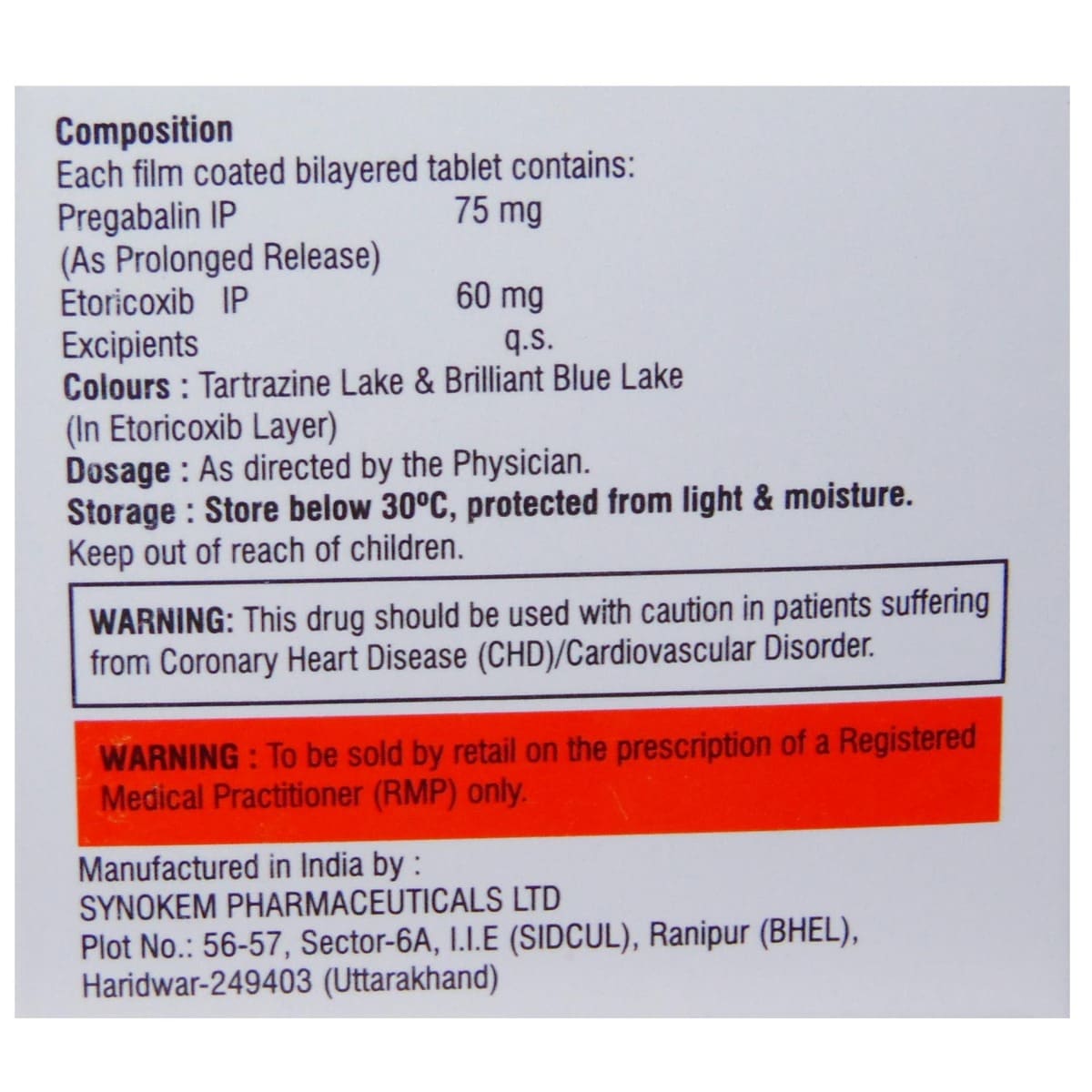 Ebov PG 75 mg Tablet 10's, Pack of 10 TABLETS Ebov PG 75 mg Tablet 10's, Pack of 10 TABLETS