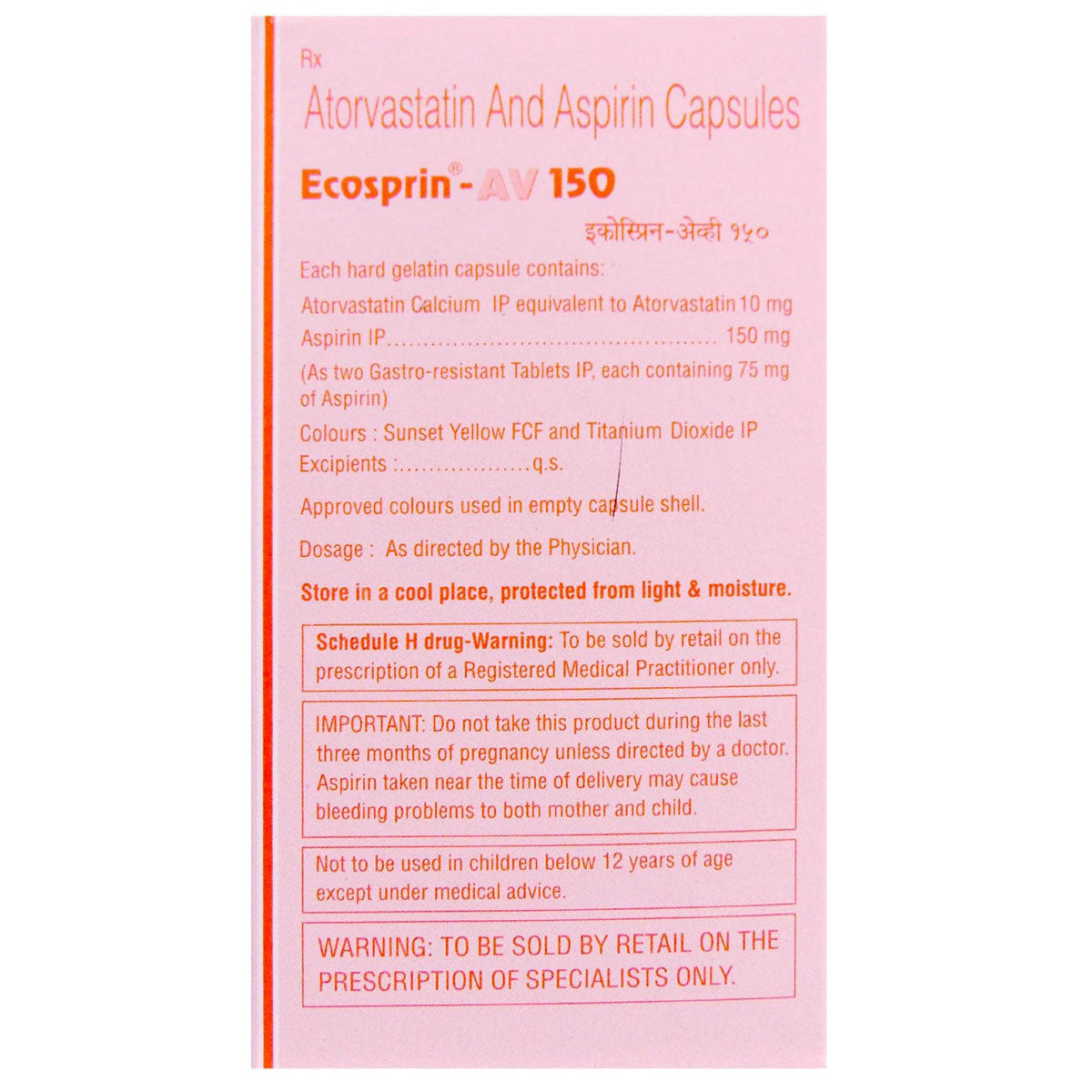 Ecosprin AV 150 Capsule15's Price, Uses, Side Effects, Composition