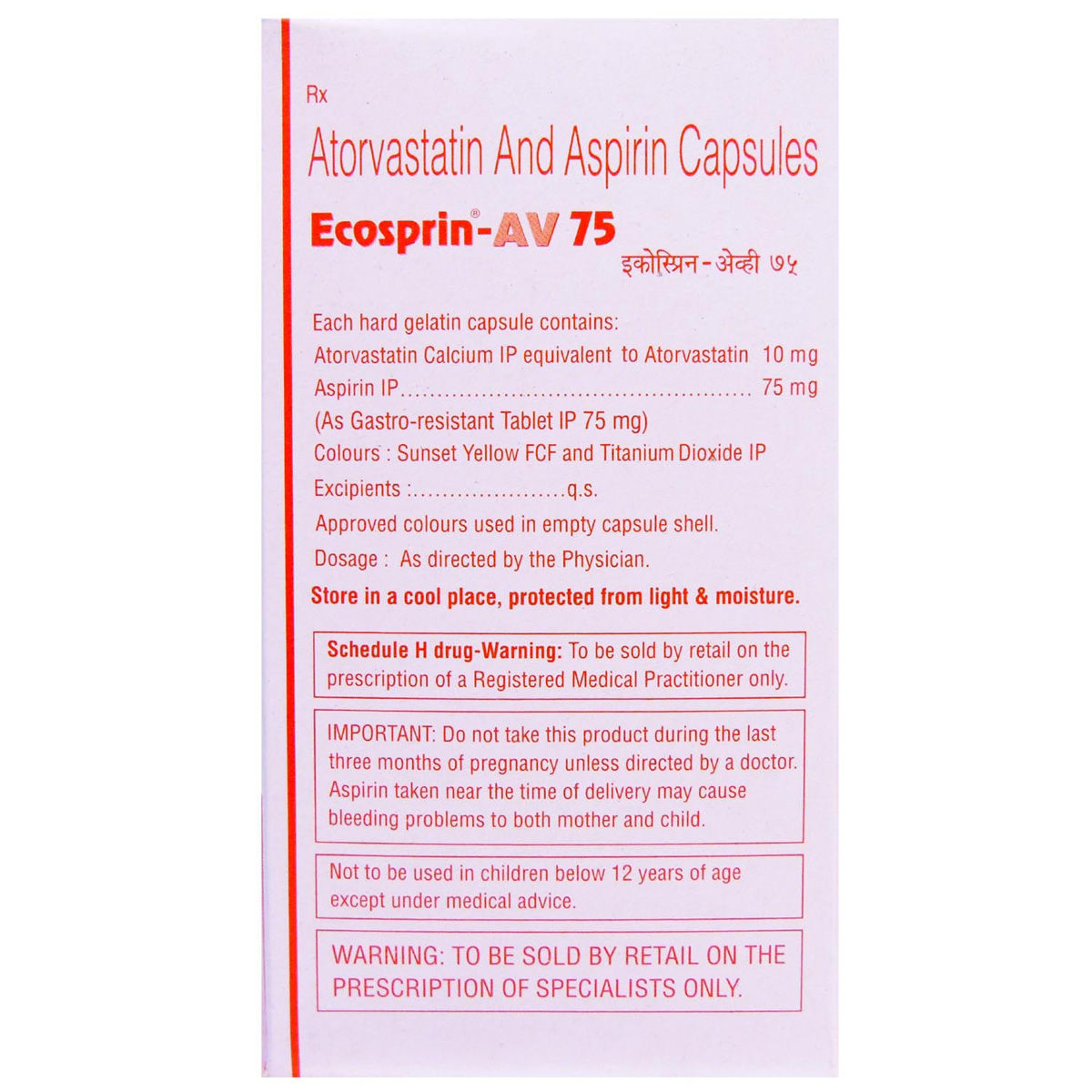 EcosprinAV 75 Capsule 15's Price, Uses, Side Effects, Composition