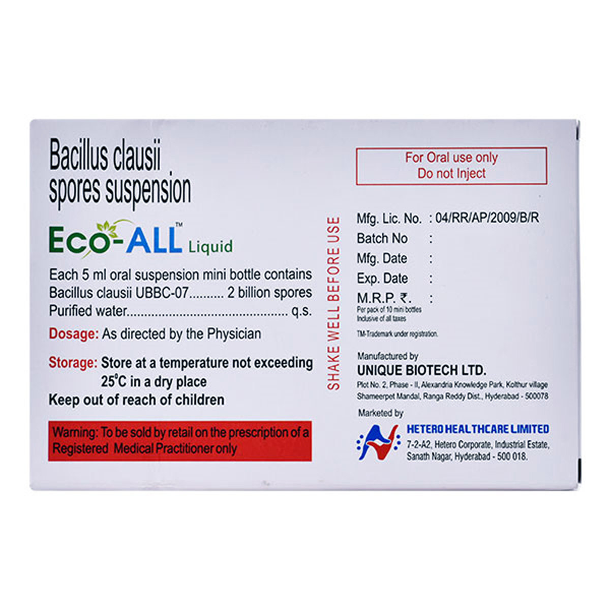 Eco-All Suspension 10 x 5 ml, Pack of 10 SUSPENSIONS Eco-All Suspension 10 x 5 ml, Pack of 10 SUSPENSIONS