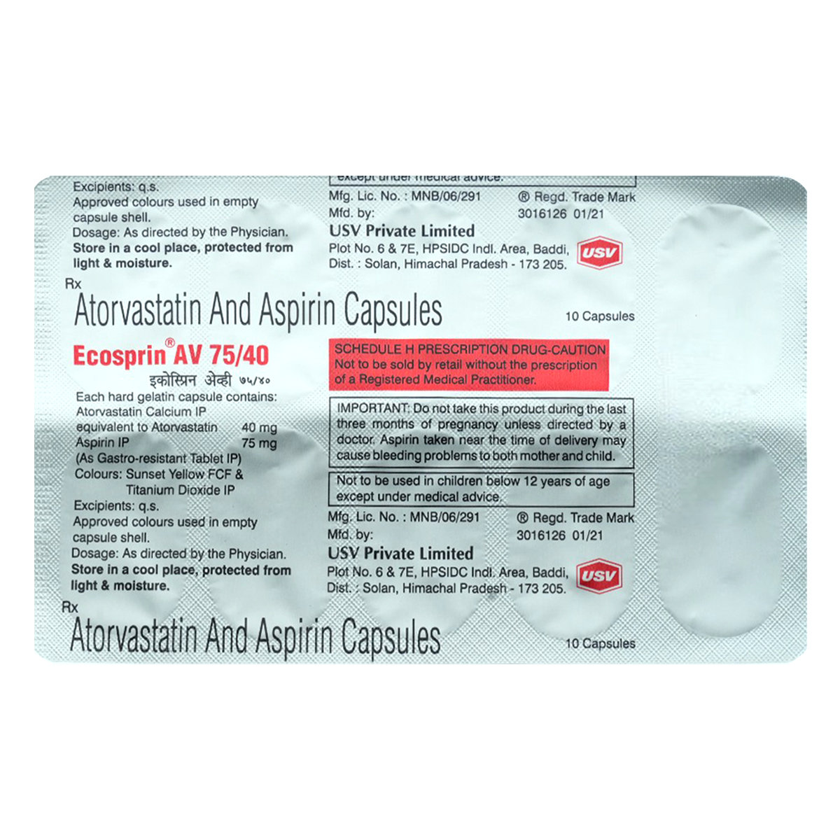 Ecosprin AV 75/40 Capsule 10's, Pack of 10 CapsuleS Ecosprin AV 75/40 Capsule 10's, Pack of 10 CapsuleS
