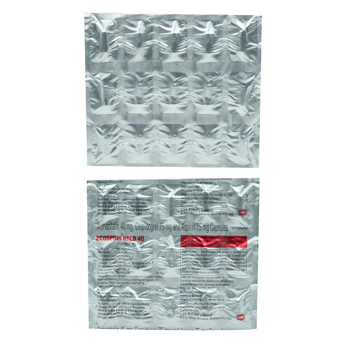 Ecosprin Gold 40 Capsule 15's, Pack of 15 CapsuleS Ecosprin Gold 40 Capsule 15's, Pack of 15 CapsuleS