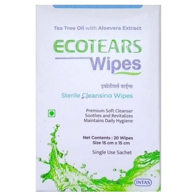 Ecotears Cleansing Wipes 15cm x 15cm, 20 Count, Pack of 1