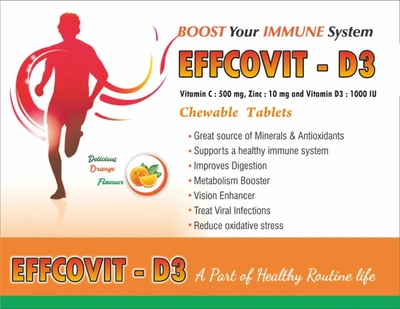 Effcovit-D3 Orange Chewable Tablet 10's, Pack of 10 TABLETS