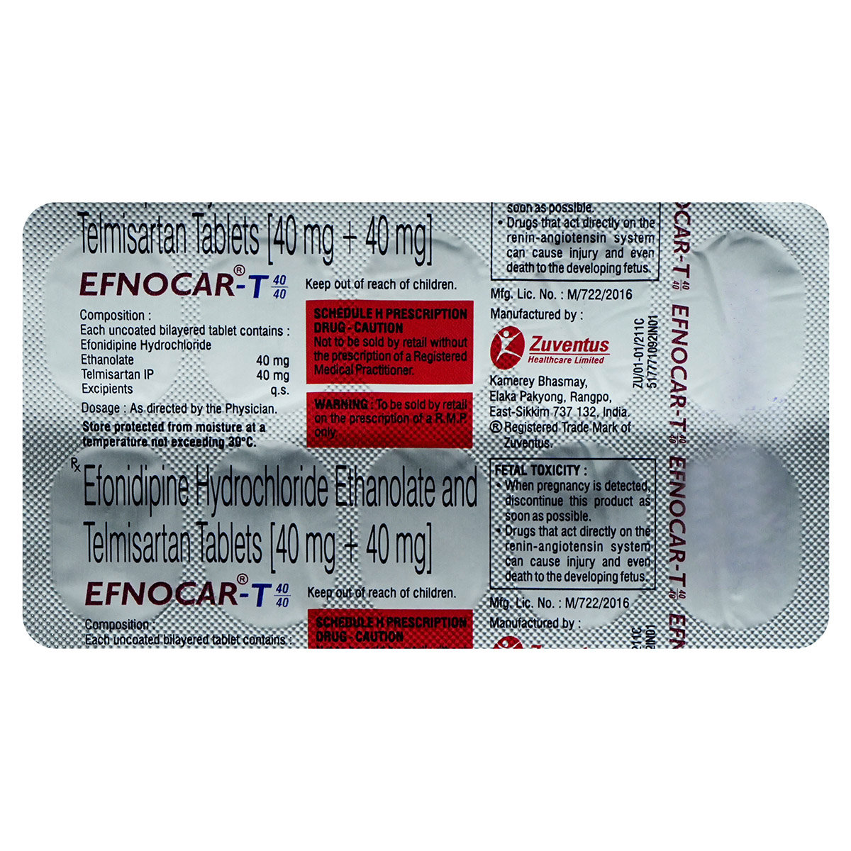 Buy Efnocar-T 40 mg/40 mg Tablet 10's Online