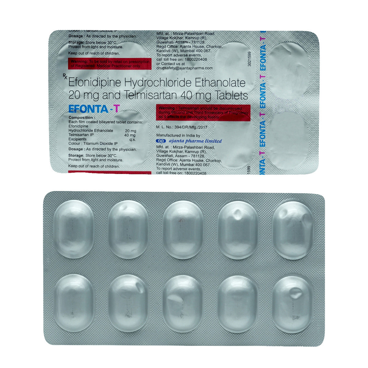 Efonta T 20 mg/40 mg Tablet 10's, Pack of 10 Efonta T 20 mg/40 mg Tablet 10's, Pack of 10