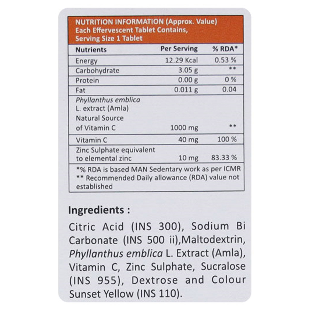 EFVC 1000 Sugar Free Orange Effervescent Tablet 20's, Pack of 1 TABLET EFVC 1000 Sugar Free Orange Effervescent Tablet 20's, Pack of 1 TABLET