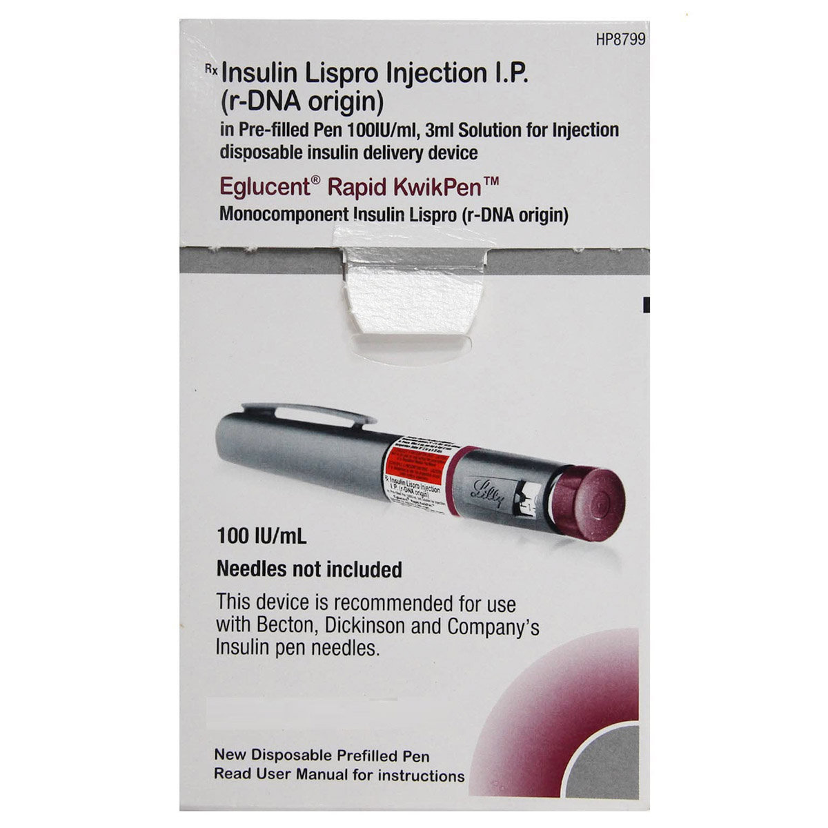 Eglucent Rapid Kwikpen 100Iu/ml Injection 3 ml, Pack of 1 Injection Eglucent Rapid Kwikpen 100Iu/ml Injection 3 ml, Pack of 1 Injection