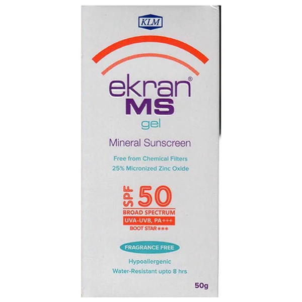 Ekran MS Spf 50 Uva-Uvb Pa+++ Sunscreen Gel 50 gm, Pack of 1