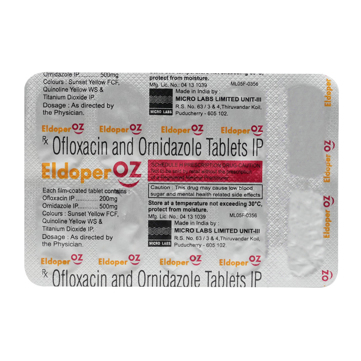 Eldoper OZ Tablet 10's, Pack of 10 TABLETS Eldoper OZ Tablet 10's, Pack of 10 TABLETS