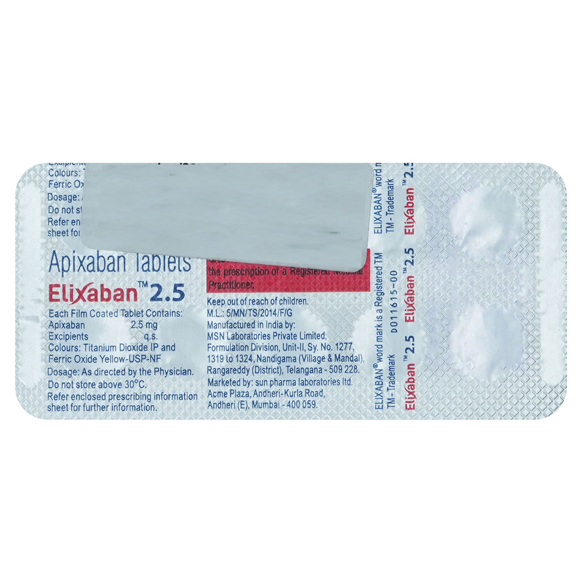 Elixaban 2.5 Tablet 10's, Pack of 10 TabletS Elixaban 2.5 Tablet 10's, Pack of 10 TabletS