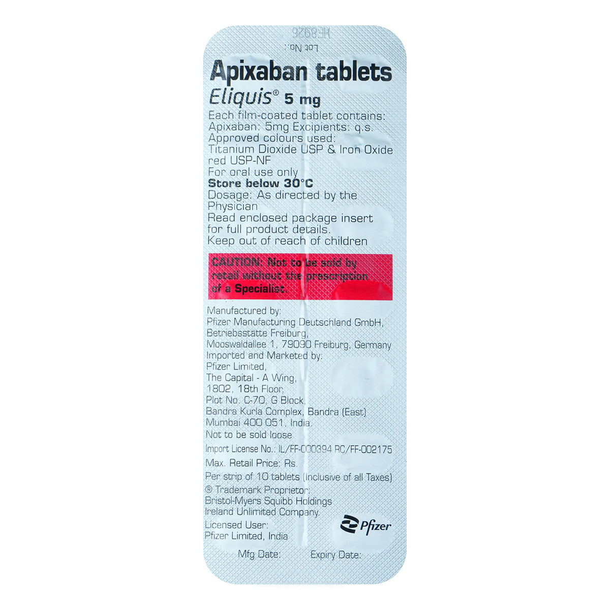 Eliquis 5 mg Tablet Uses, Side Effects, Price Apollo Pharmacy