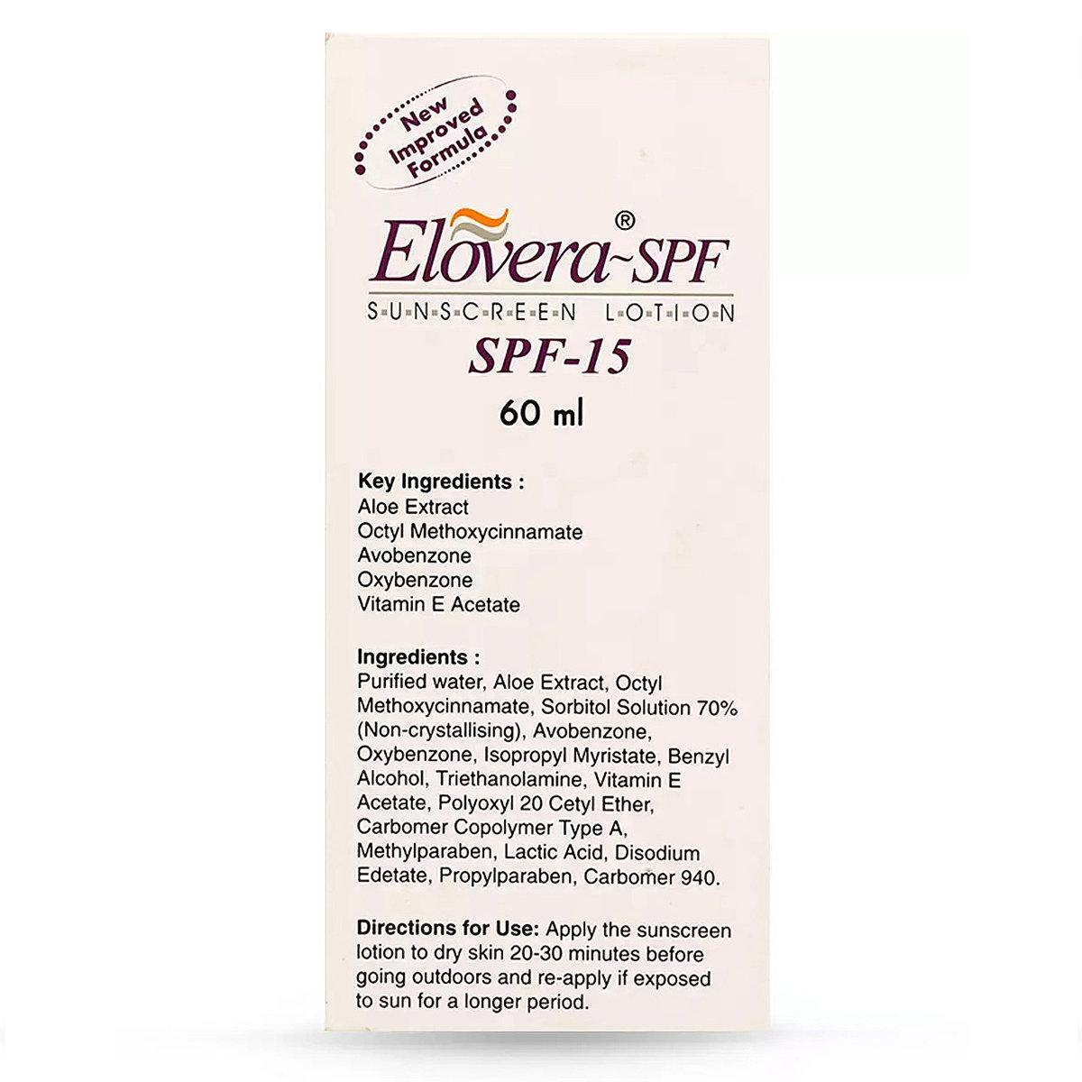 Elovera SPF 15 Sunscreen Lotion, 60 ml, Pack of 1 Elovera SPF 15 Sunscreen Lotion, 60 ml, Pack of 1
