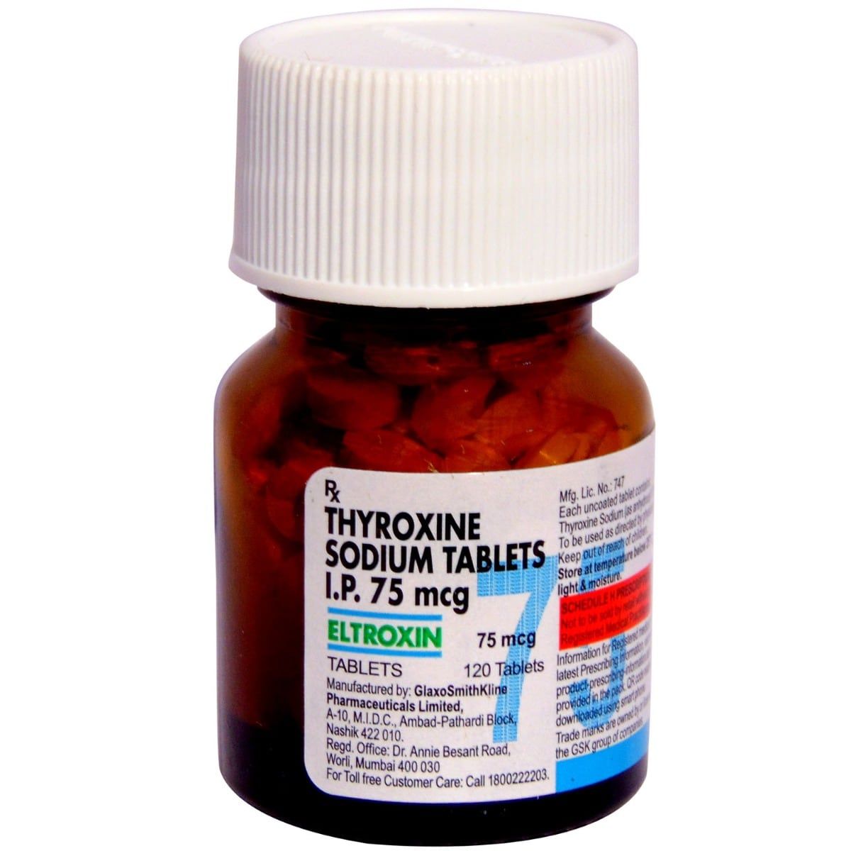 Buy Eltroxin 75mcg Tablet 120's Online