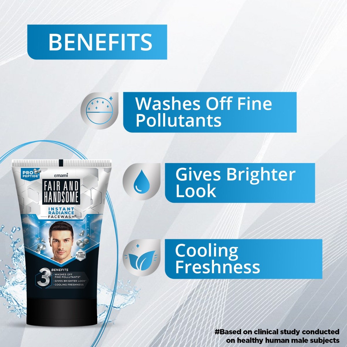 Fair and Handsome Instant Radiance Face Wash 100 gm | Deeply Cleanses Fine Pollutants | Give Brighter Skin With Cooling Freshness | For Men | For All Skin Type, Pack of 1 Fair and Handsome Instant Radiance Face Wash 100 gm | Deeply Cleanses Fine Pollutants | Give Brighter Skin With Cooling Freshness | For Men | For All Skin Type, Pack of 1