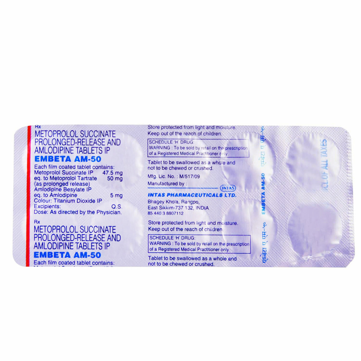 Embeta AM-50 Tablet 10's, Pack of 10 TABLETS Embeta AM-50 Tablet 10's, Pack of 10 TABLETS