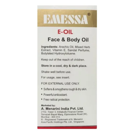 Emessa-E Oil 25 ml | Softens & Smoothens Rough & Dry Skin | For Face & Body